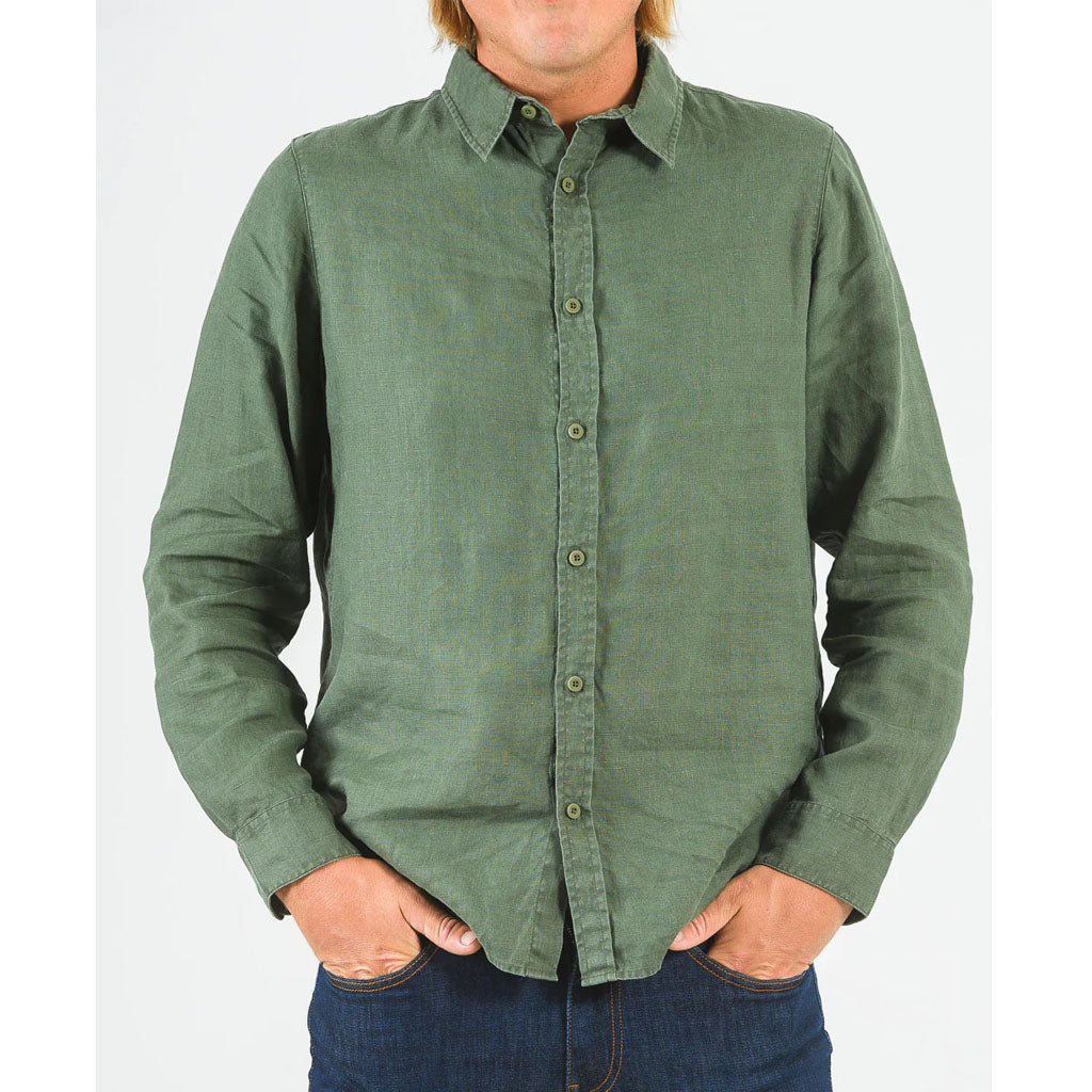 Mr Simple Linen LS Shirt - Fatigue - Collector Store Sydney