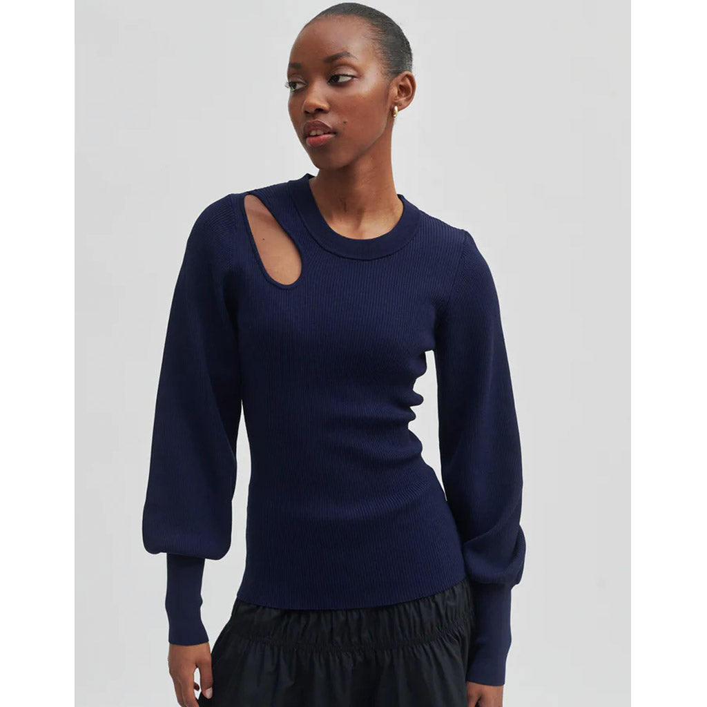 Second Female Lee O Neck Knit - Peacoat - Collector Store