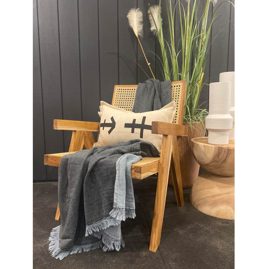 by ende. | Linen Throw | Black & Denim - Collector Store