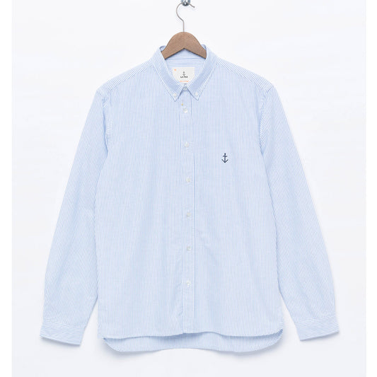 La Paz Logo Buttoned Shirt -  TELES BLUE STRIPES / NAVY EMBRO - Collector Store