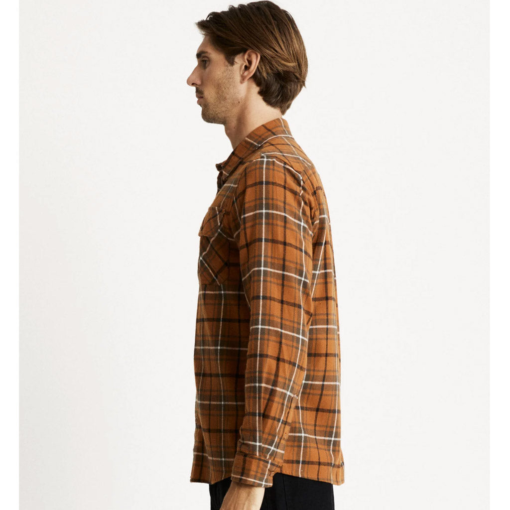 Mr Simple Cotton Flannel Shirt - Terracotta Check - Collector Store