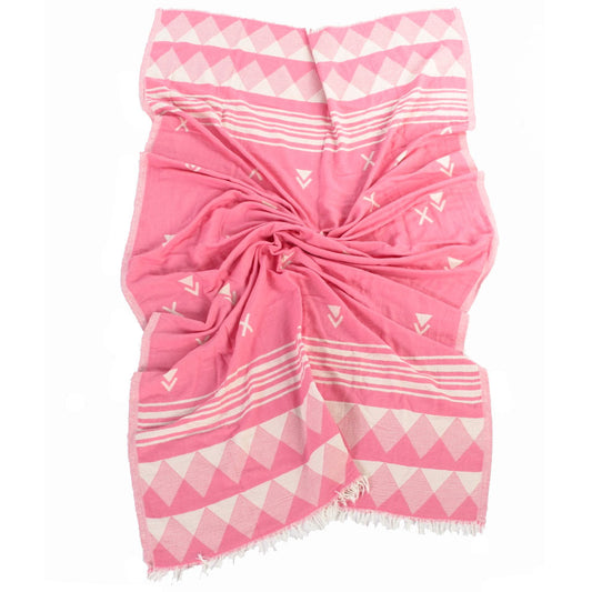 by ende. Patterned Beach Towel - Pink / White - Collector Store Sydney