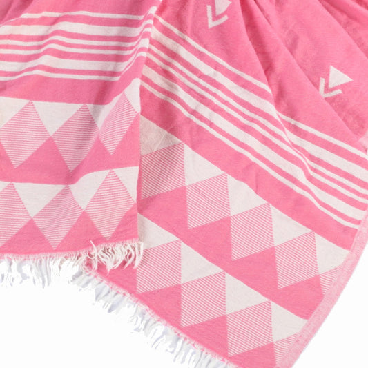 by ende. Patterned Beach Towel - Pink / White - Collector Store Sydney