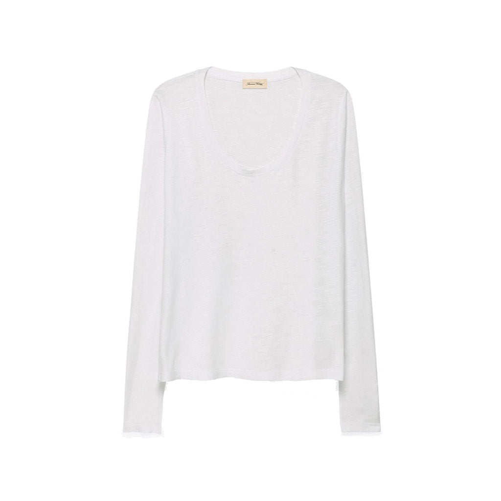 American Vintage Jacksonville Long Sleeve Scoop Neck - White - Collector Store Sydney