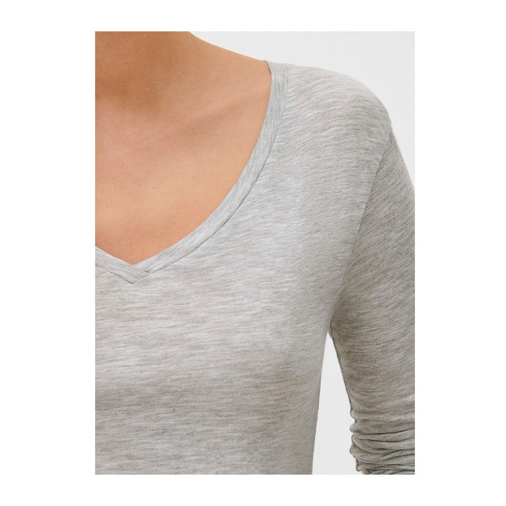 American Vintage Jacksonville Long Sleeve V-Neck Tee White - Collector Store