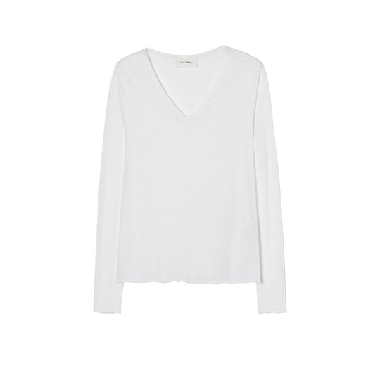 American Vintage Jacksonville Long Sleeve V-Neck Tee White - Collector Store
