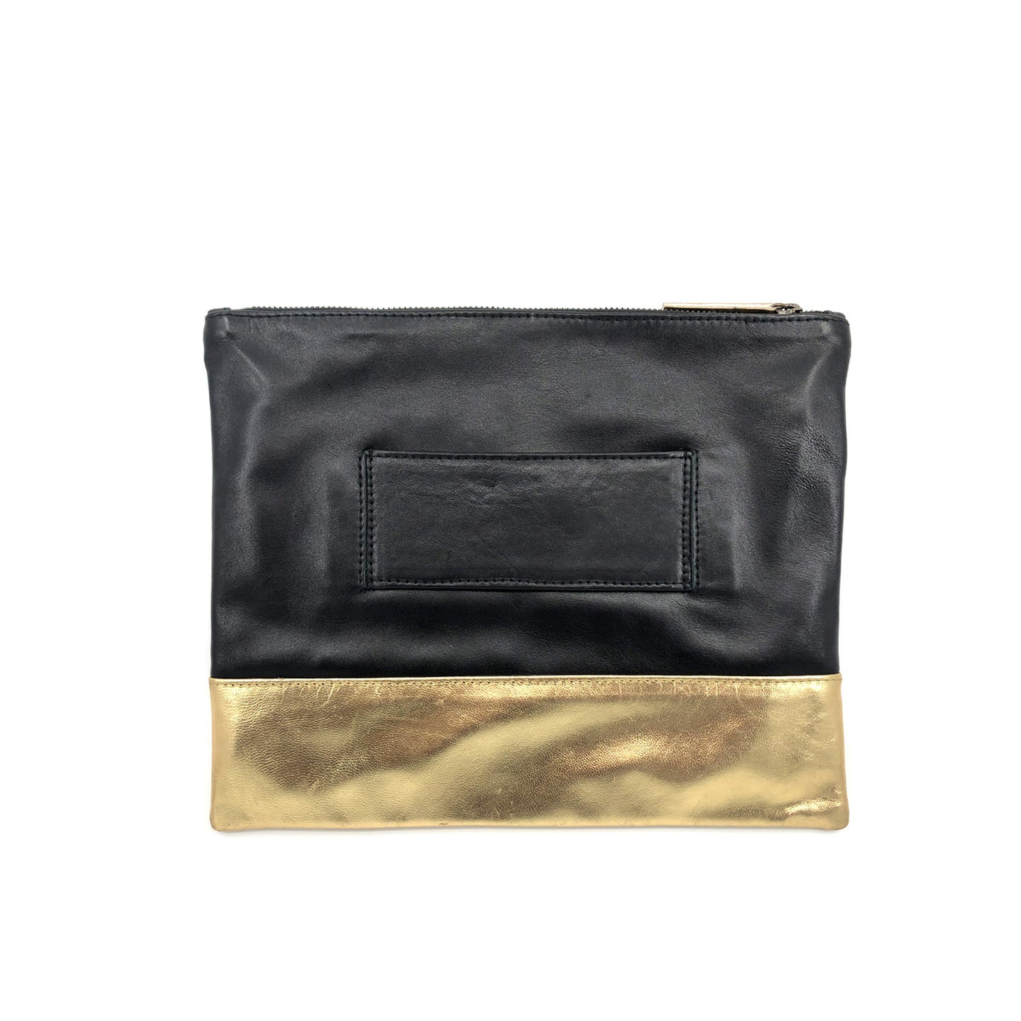 Austin Basics Large Gold Leather Clutch - Collector Store