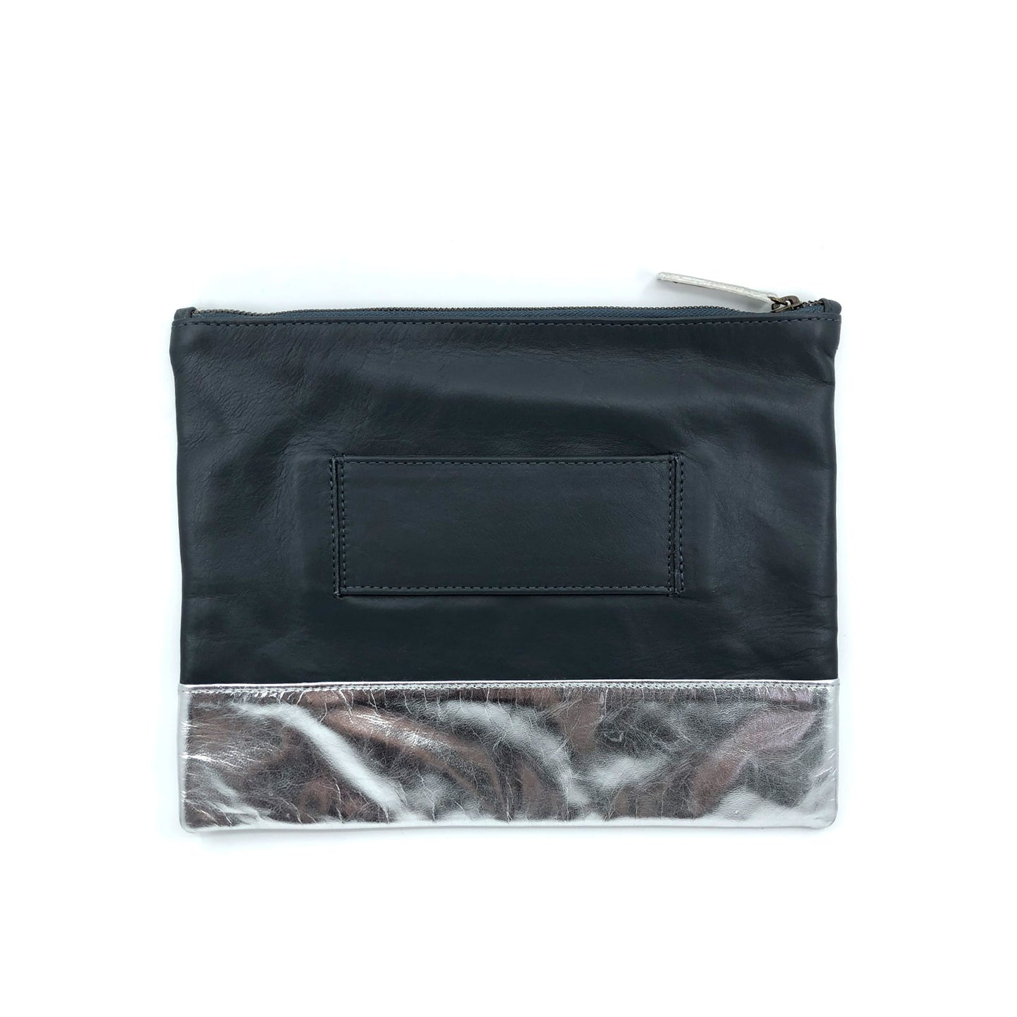 Austin Basics Large Silver Leather Clutch - Collector Store