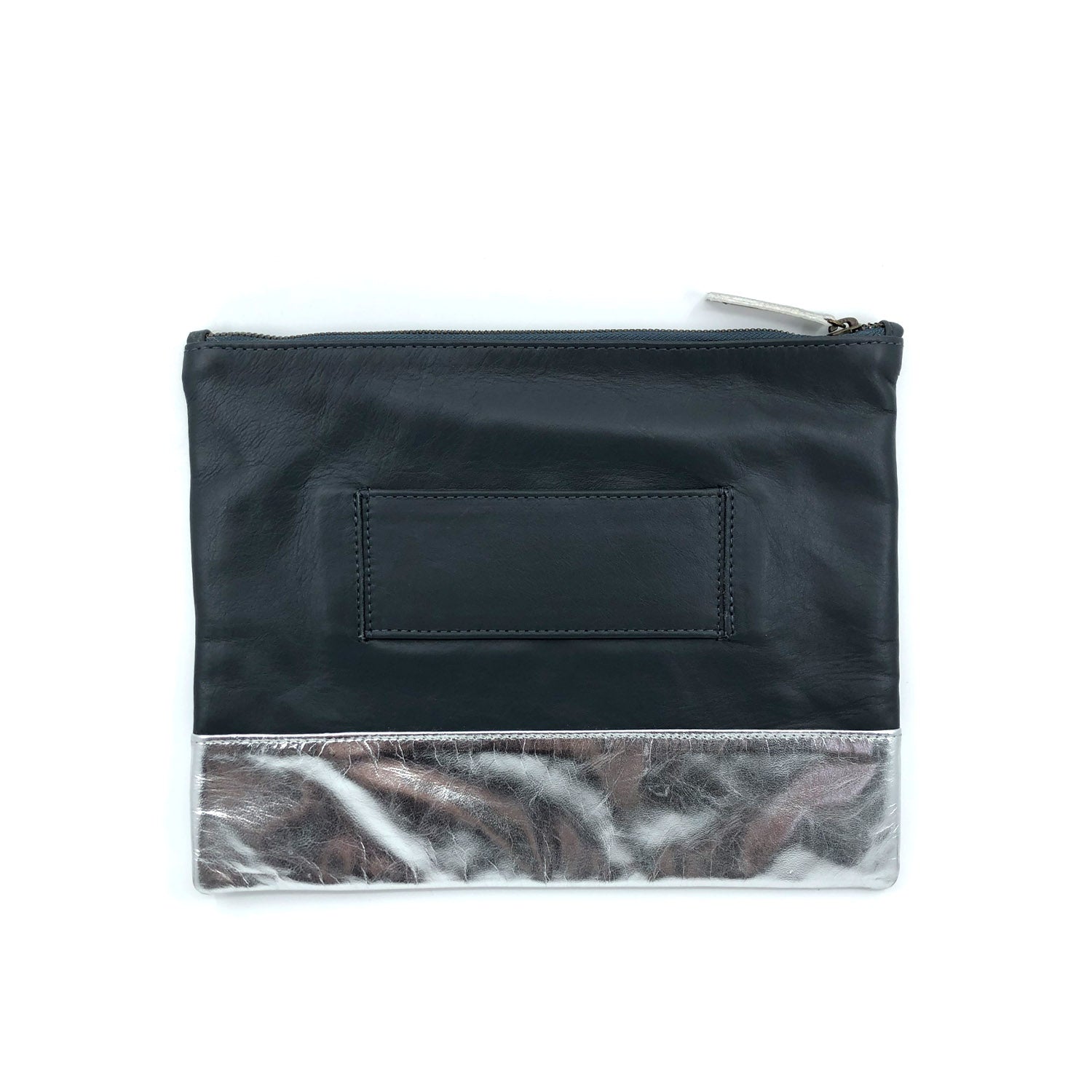 Austin Basics Large Silver Leather Clutch - Collector Store
