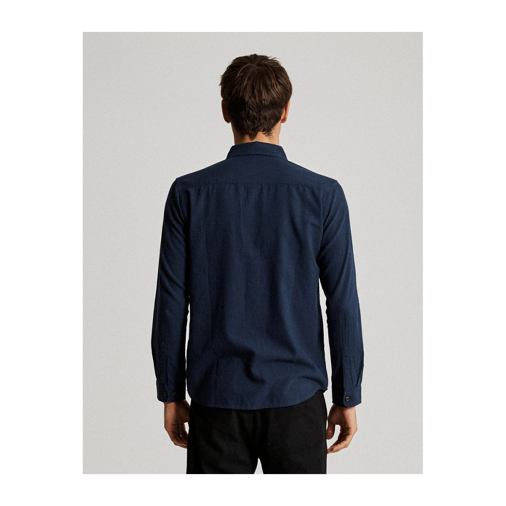 Mr Simple Cotton Flannel Shirt - Navy - Collector Store