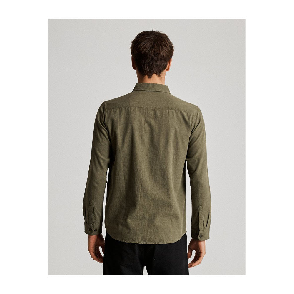 Mr Simple Cotton Flannel Shirt - Army - Collector Store