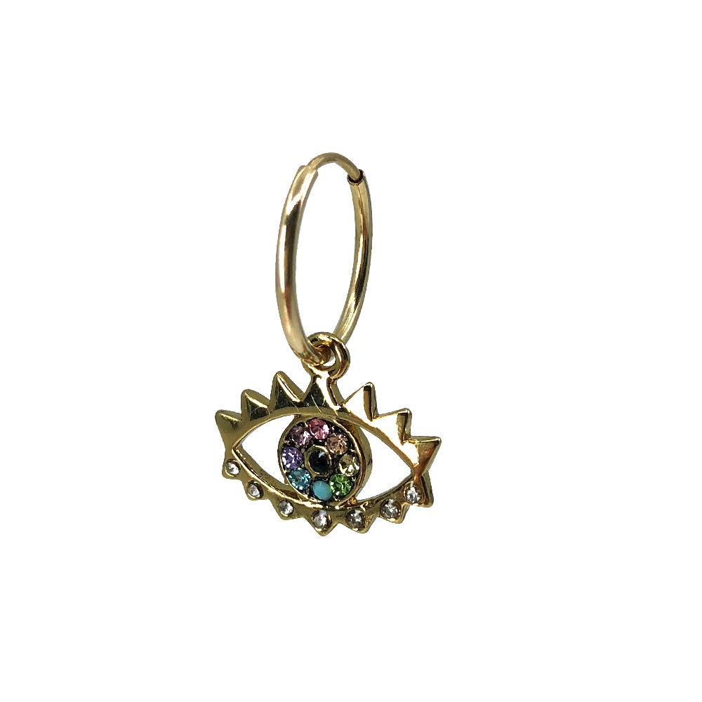 Gold Sister Crystal Eye Charm Single Earring - Collector Store